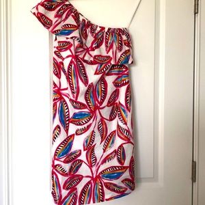 Jcrew ruffle one shoulder sundress